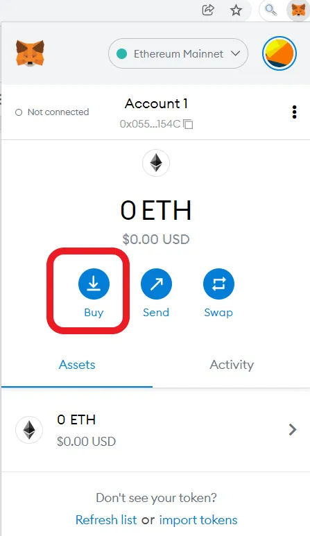 Buy Ethereum in MetaMask